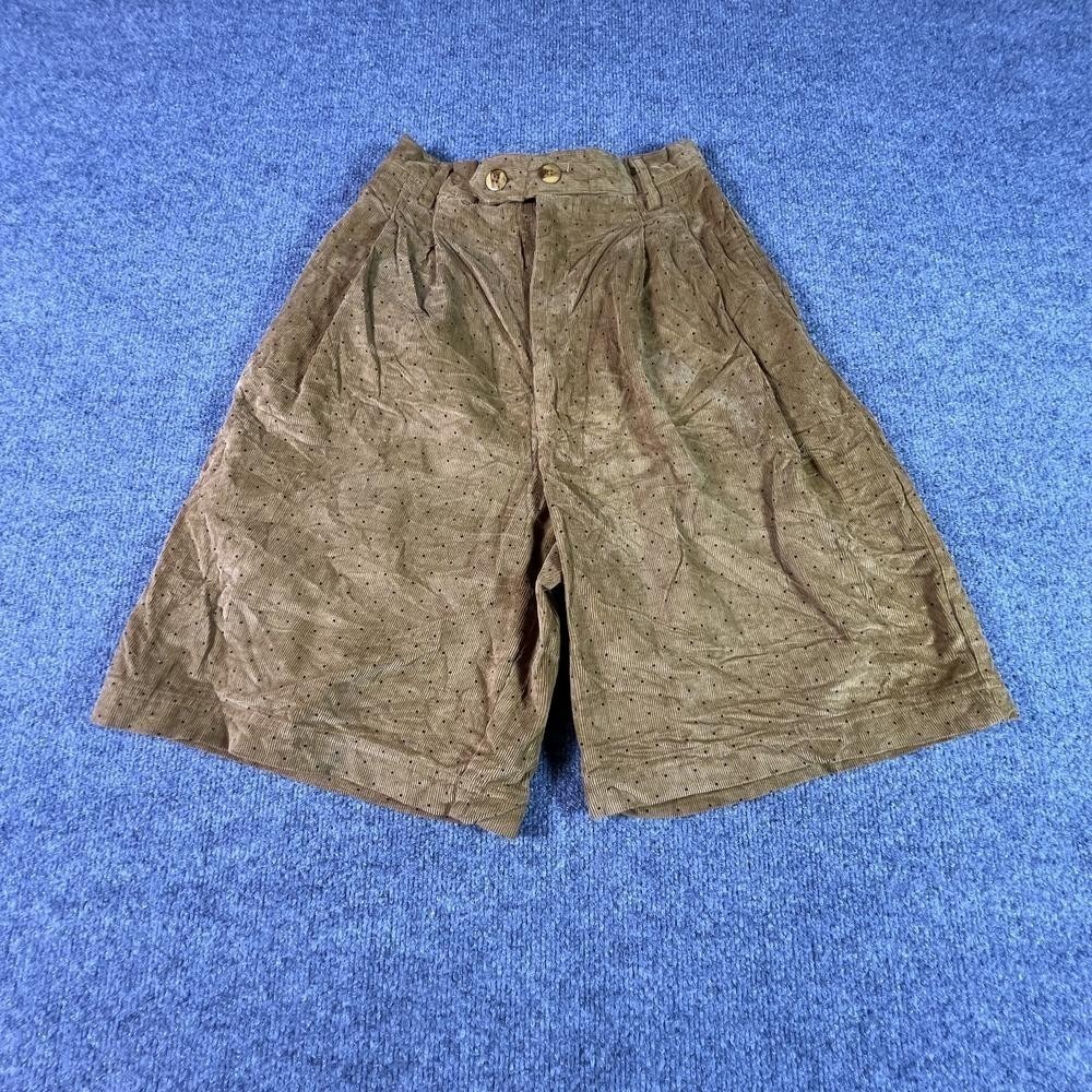 Union Khaki Chino Shorts Womens 10 Brown Cotton Corduroy Pleated High Rise